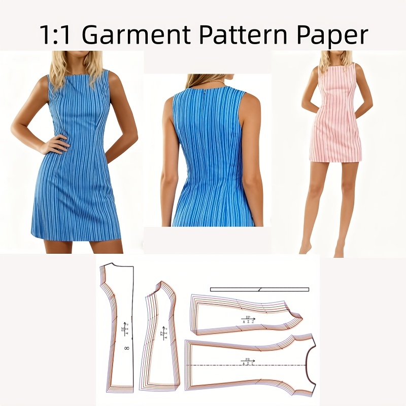 E-shop Damenmode Einfaches Kleid Nähmuster (Muster zum Selbermachen, Nicht fertige Kleidung) Geeignet zum Entwerfen von Kleidern mit Lieblingsstoffen,