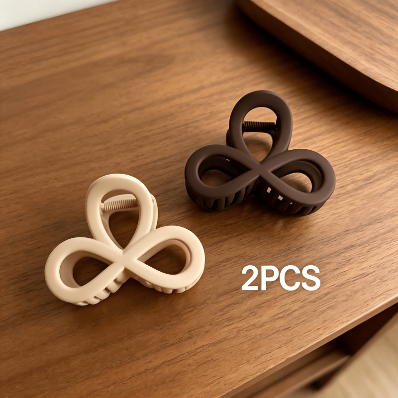 Image of 2pcs Large Matte Hair Claw Clips For Women, Neutral Minimalist Hair Clips, Non Slip Jaw Clips For Hair, Cute Everyday Updo Additions