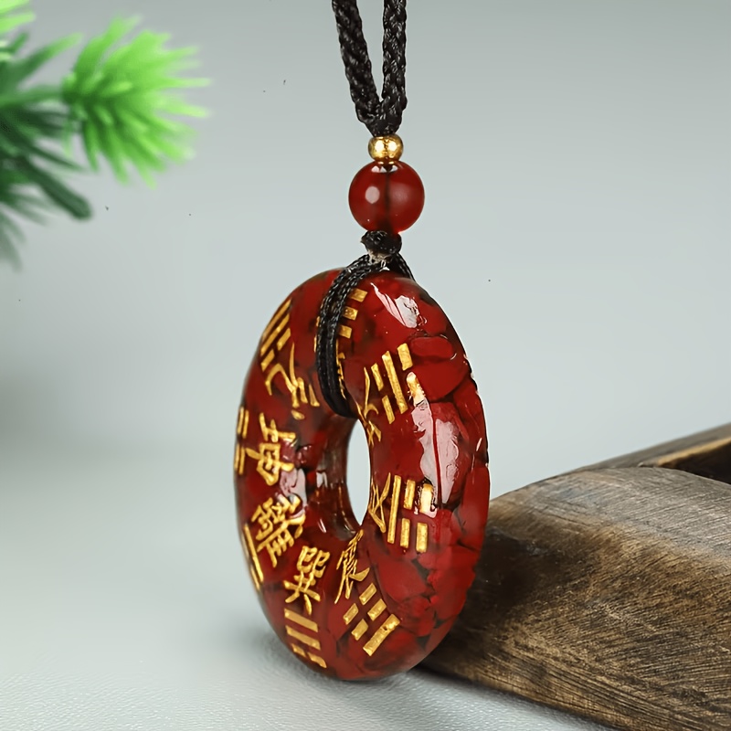 Cinnabar Ore Pendant Necklace, Artistic Design