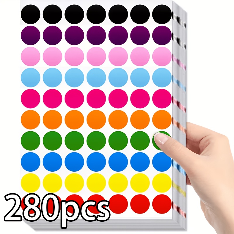 TEMU 280pcs Autocollants Points Colorés, Autocollants Points Colorés pour Adultes, Utilisés pour l'Étiquetage, la Classification, le Tri Prioritaire,