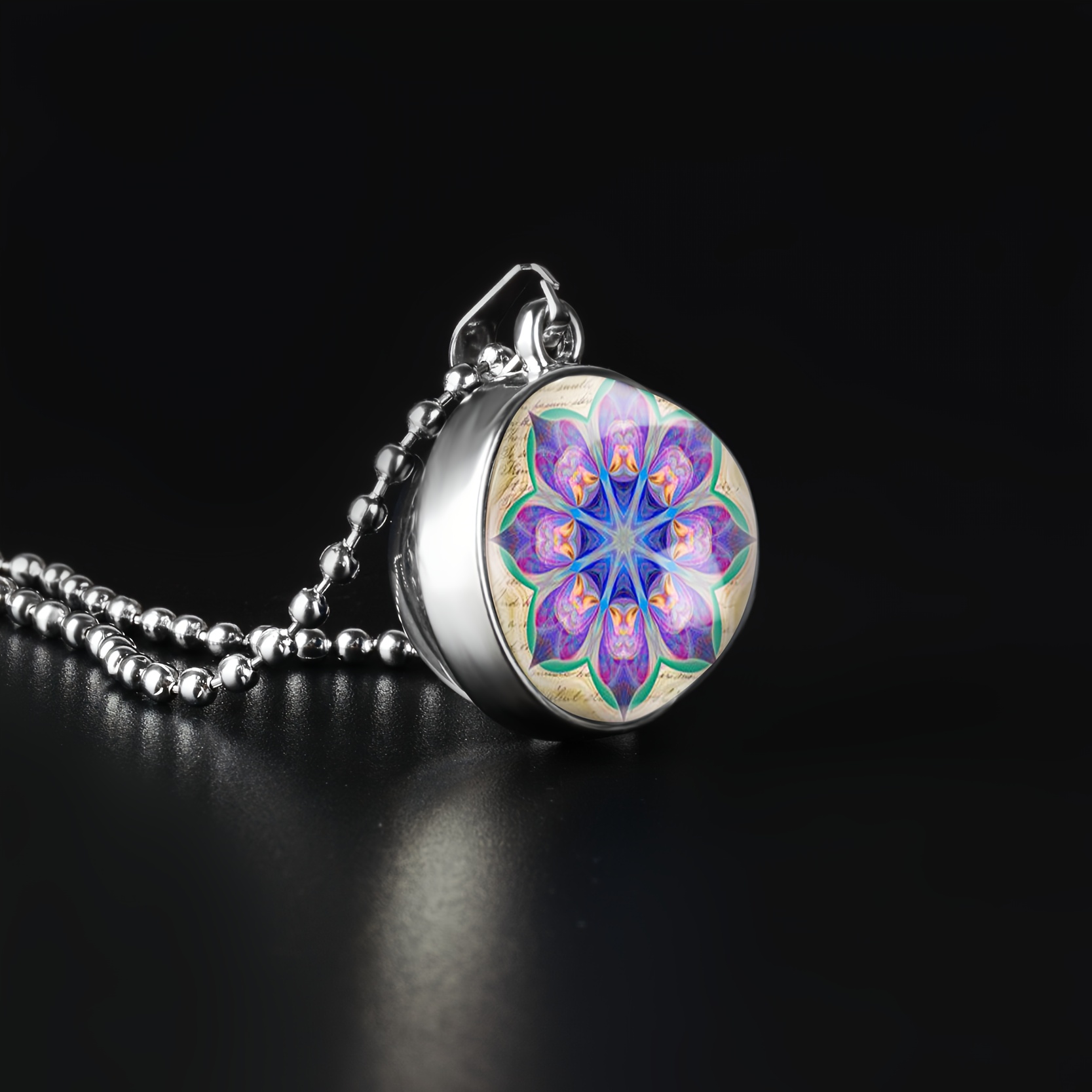 White Round Sphere Double-Sided Art Pendant Necklace