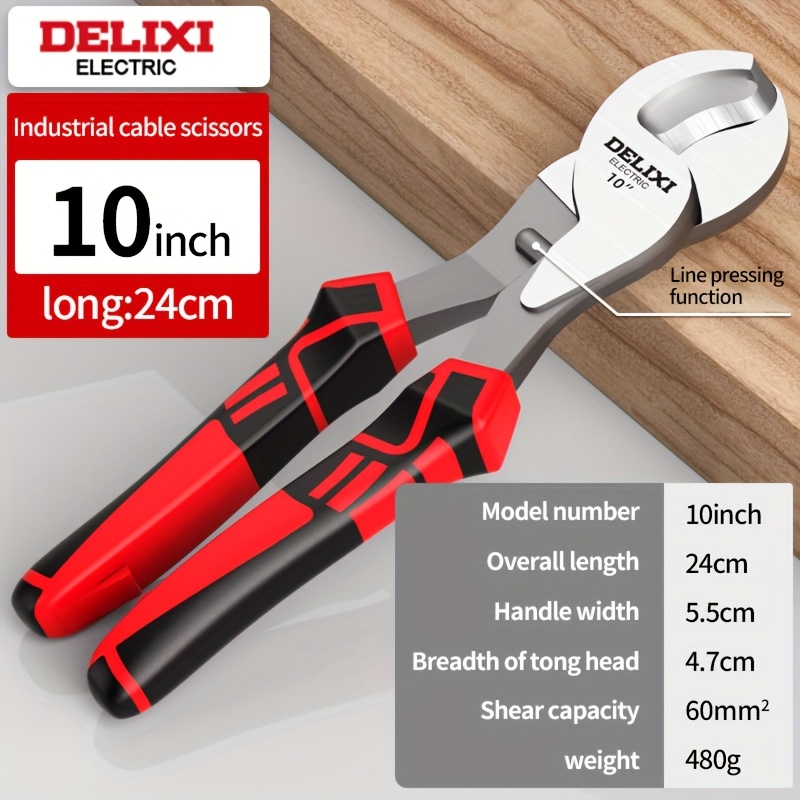 Image of Electric 6-inch/8-inch/10-inch Cable Scissors Wire Cutters, Wire Stripping Holes, Hand Tools, Suitable For Home Decoration, Electricians, Cable Cutting, Etc