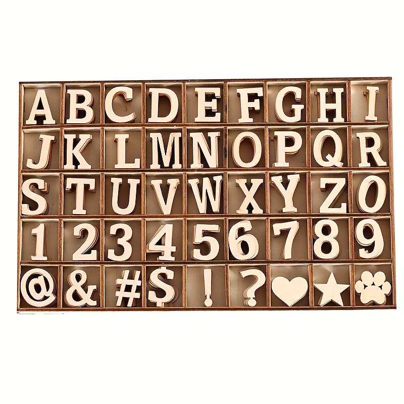 Image of 270pcs 1 Inch Mini Plywood Letters Numbers Wooden Decorative Shapes With Storage Tray For Craft Projects Home Decoration Party Favors