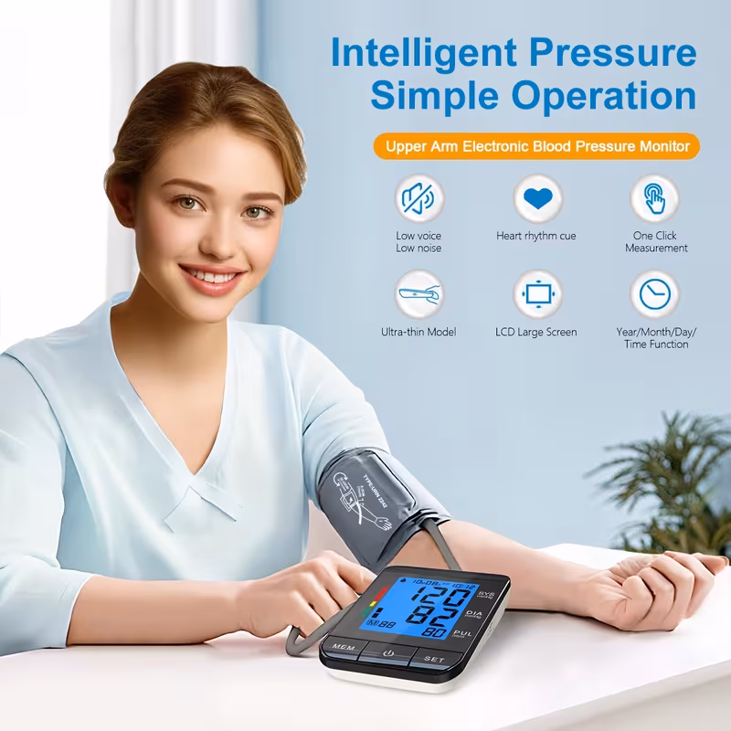 home blood pressure monitor 9 17 oversized upper arm blood pressure cuff lcd large display fully automated digital sphygmomanometer with usb cable without battery Product details 0