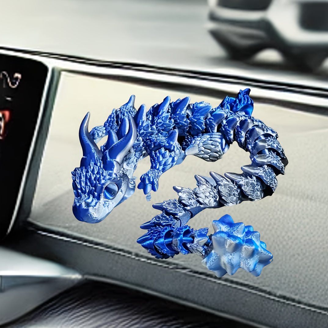 

1pc 3d Printed Double-horned Dragon Figurine With Random Eyes - Ideal For Car Ornament, Decor, Living Room, Entryway, And Desk Display