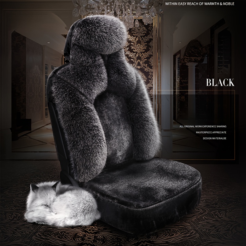 Front Row Single Seat, Luxury Elegant Full-Cover Artificial Fur Long-Pile Winter Car Seat Cover – Soft, Comfortable & Warm, Suitable for Most Cars, Interior Decoration Accessory, Fluffy Car Seat Covers, Car Cushion Seat, Car Covers Seat Full Set, Car