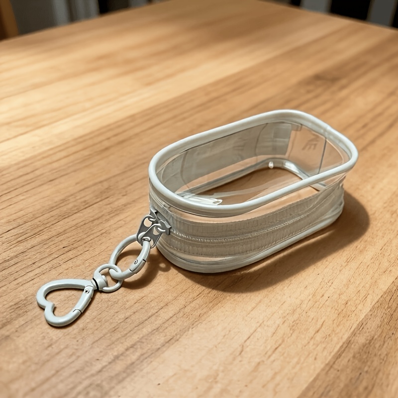 TEMU 2pcs Set: Transparent Zippered Dustproof Storage Bags With Hooks, Suitable For Displaying Mini Models, Heart-shaped Keychains, And Bag Charms,