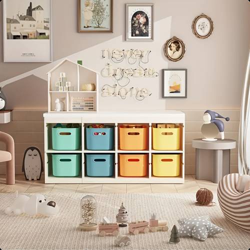12pcs set of colorful multi purpose storage bins with handles lids and stackable design suitable for crafts artwork cosmetics office supplies and for separating and organizing in bathrooms kitchens classrooms pantries