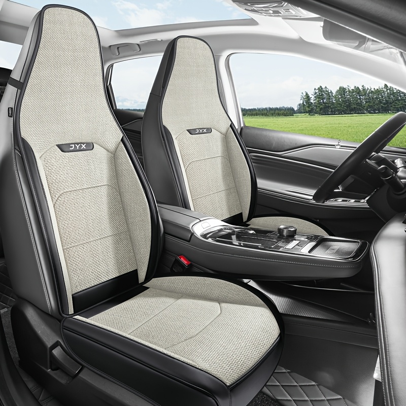 TEMU 2-seat, Comfortable Breathable Linen Car Seat Cover, Super Breathable, Wear-resistant, For Seats, Full-wrap Seat Cushion, Front Storage ,