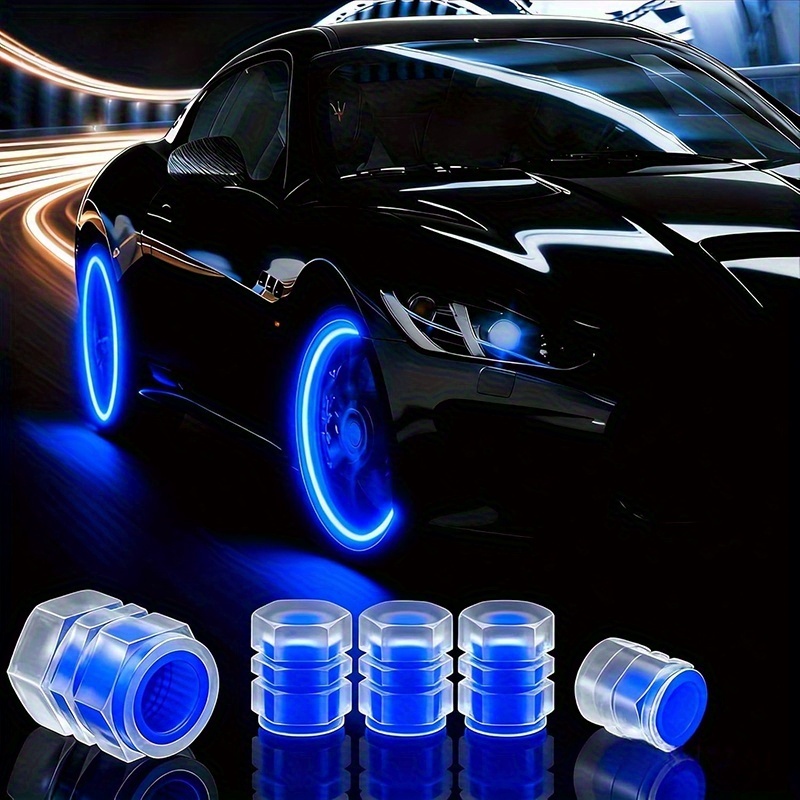 TEMU 12pcs Luminous Tire Valve Cover, Fluorescent Tire Valve Stem Cover, Cool Car Gift, Suitable For Universal Decorative Accessories Of Cars, Suvs,
