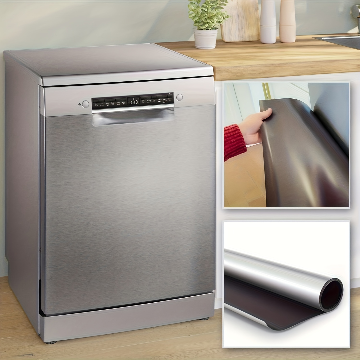 pure stainless steel dishwasher magnetic cover panel 23 x 26 magnetic dishwasher cover panel refrigerator appliance cover panel black appliance decorative sticker suitable for dishwasher front washing machine refrigerator cover panel
