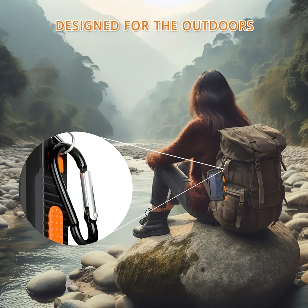 2025 super 30000mah usb portable charger solar power bank for cell phone solar mobile power portable charger for all devices long lasting travel camping led flashlight compass and hiking for festival details 6