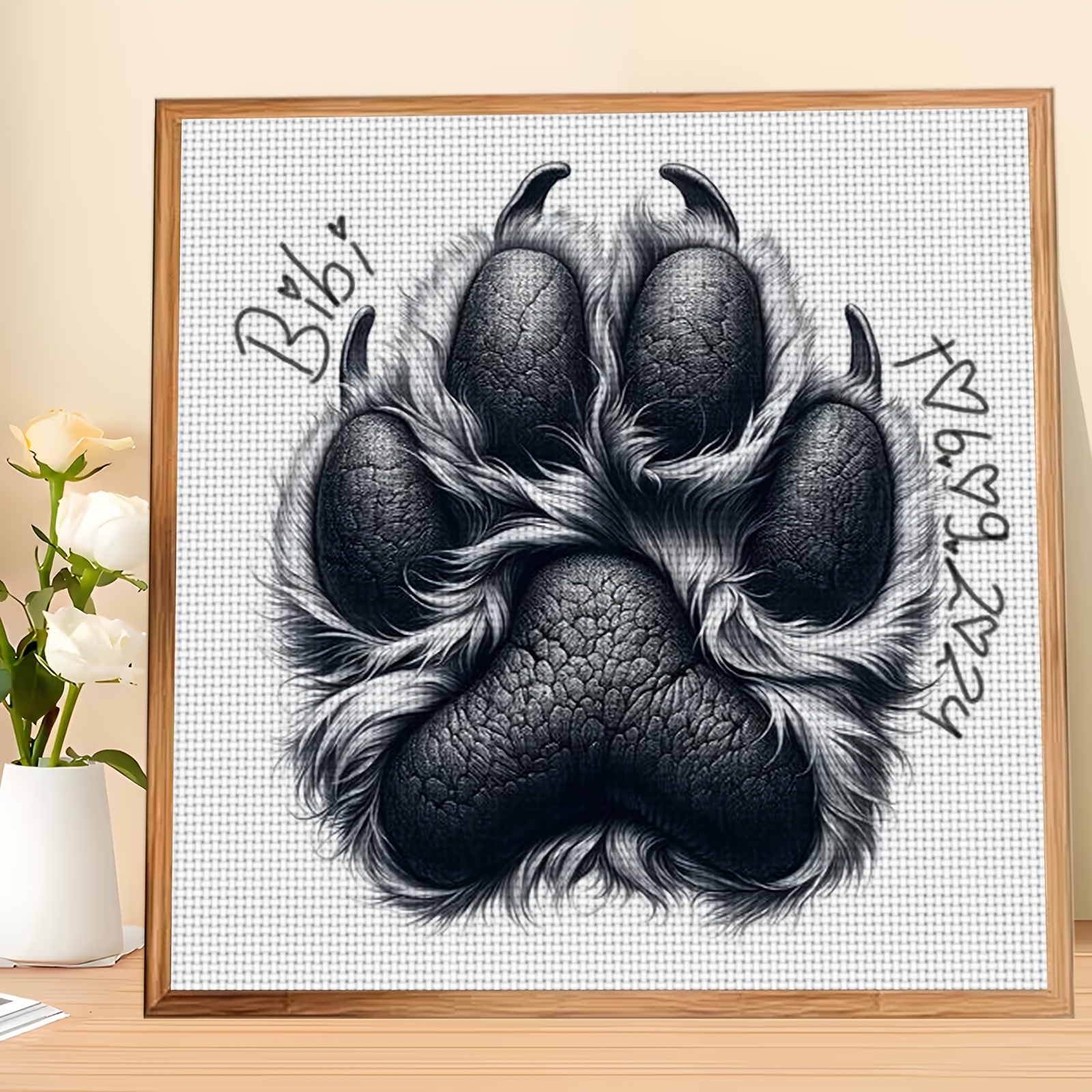 TEMU 1pc Diy Cross- Printed Kit, Unframed, "white " Pattern, Ideal For Beginners' Relaxing Crafting Time, Allowing You To Experience The Full Process