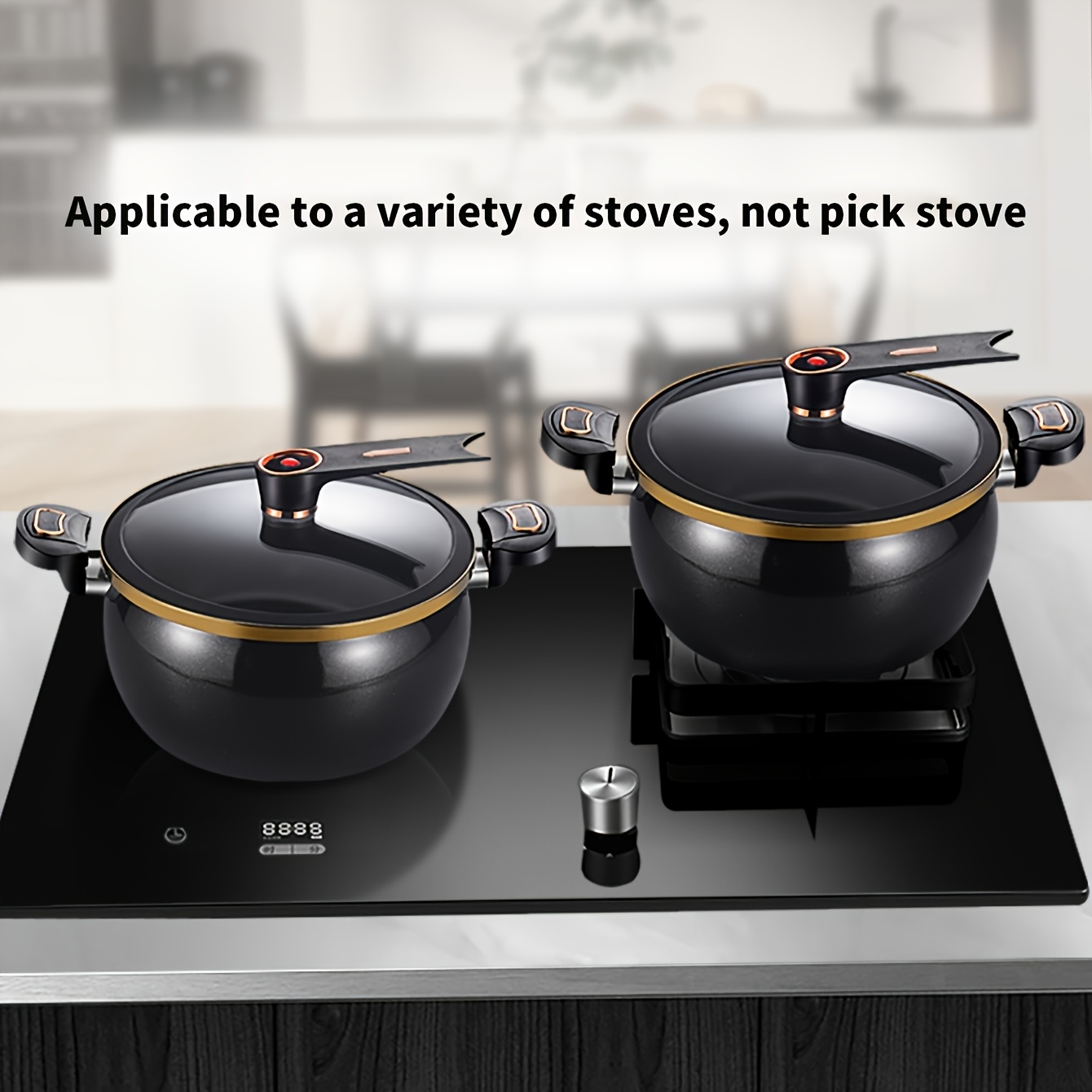 8 45qt high capacity non stick   featuring a twist lock handle durable ceramic build suitable for induction and for gas stoves ideal for home and restaurant use cooking pots Product details 0