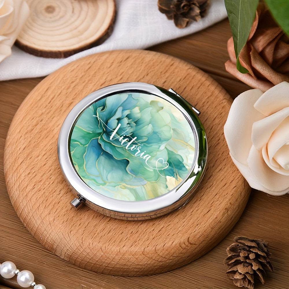 TEMU 1pc Espejo de Maquillaje Mini con de Mármol Personalizado y de Regalo , Espejo de Bolsillo para Retoques al para Mujeres, Regalo Ideal para