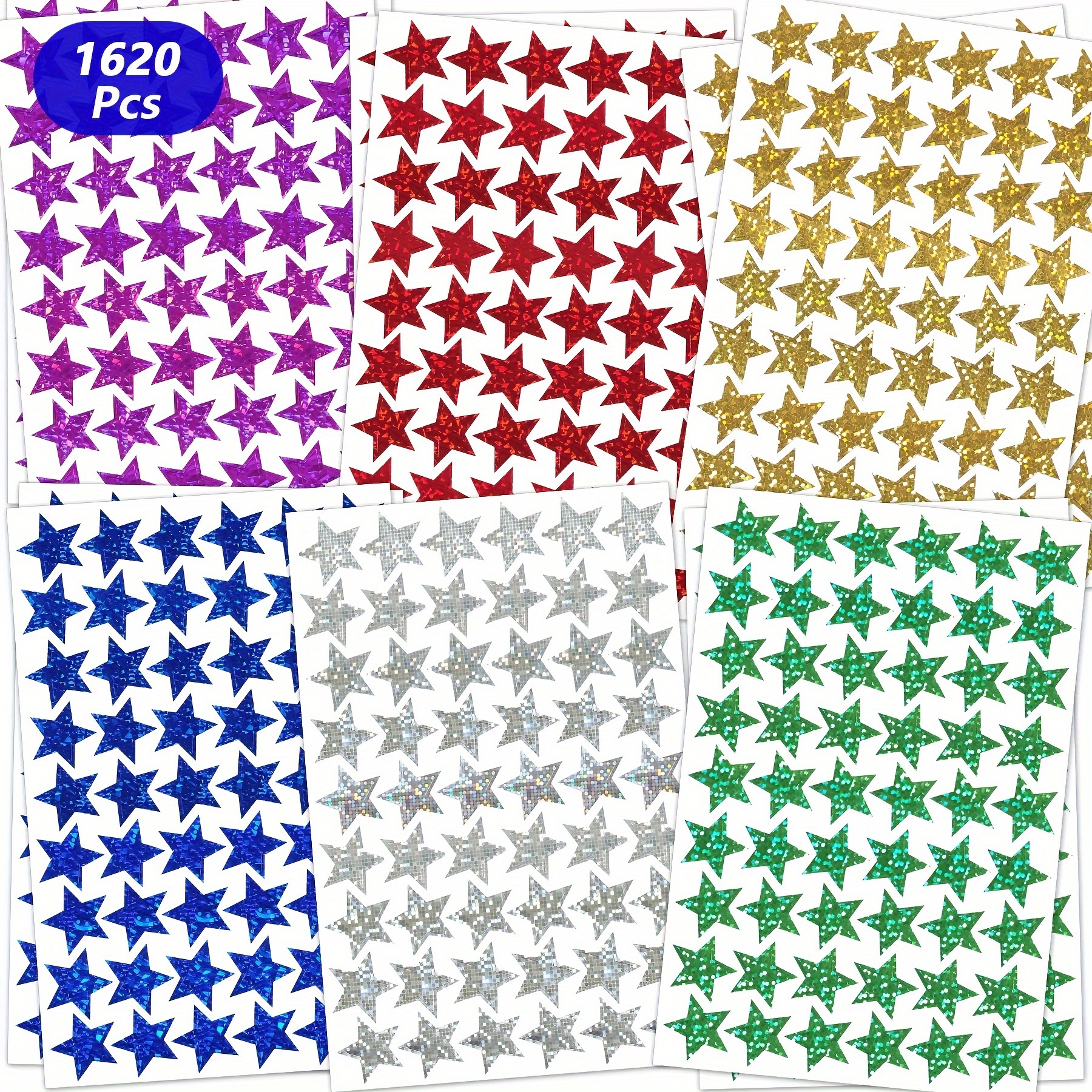 

1620-piece Colorful Foil Star Reward Stickers Set, 0.6" Metallic Golden & Assorted Colors - Perfect For Behavior Charts, Planners & Diy Projects