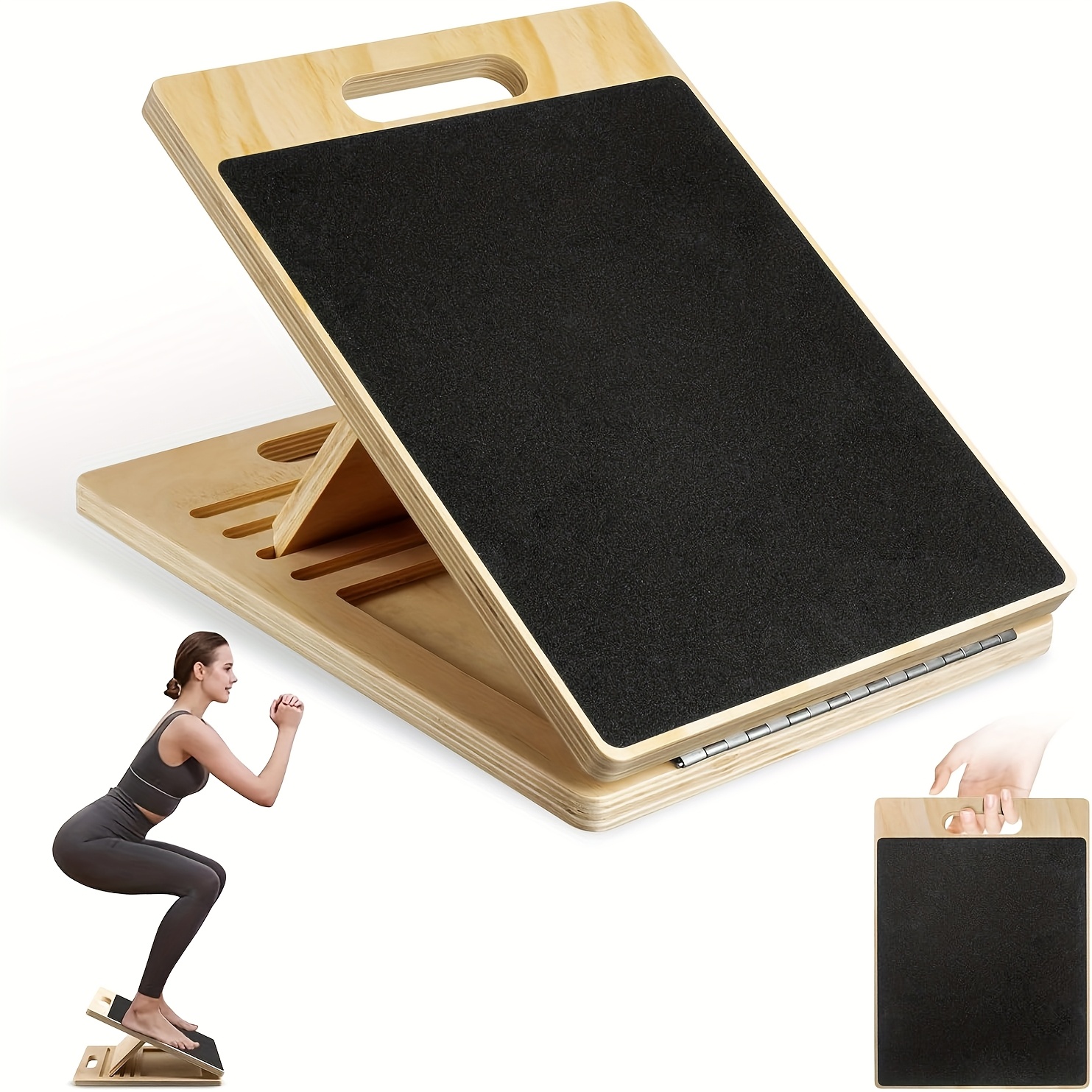 Image of Wooden Calf Stretcher, Calf Stretcher Slant Board, Wooden Balance Board, Adjustable With 5 Tilt , Balance Trainer For Exercise, Body, Yoga Training, Balance, Stretch Leg Muscles