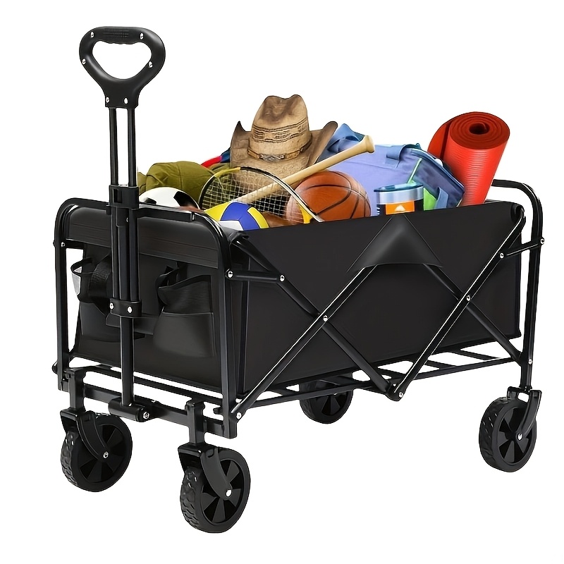 

Folding Hand Cart With 360° Wheels, Side Bags, Heavy Duty Portable Storage & Transport For Athletics, Vacation Camping, Holiday Shopping & Travel, Perfect Christmas Gifts