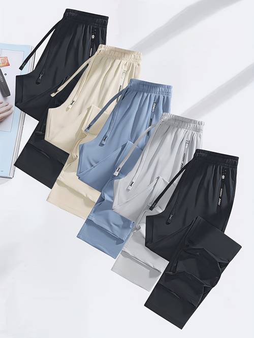 5pcs womens summer joggers breathable elastic fabric casual straight leg pants with pockets lightweight comfortable for workouts or casual attire jogging pants