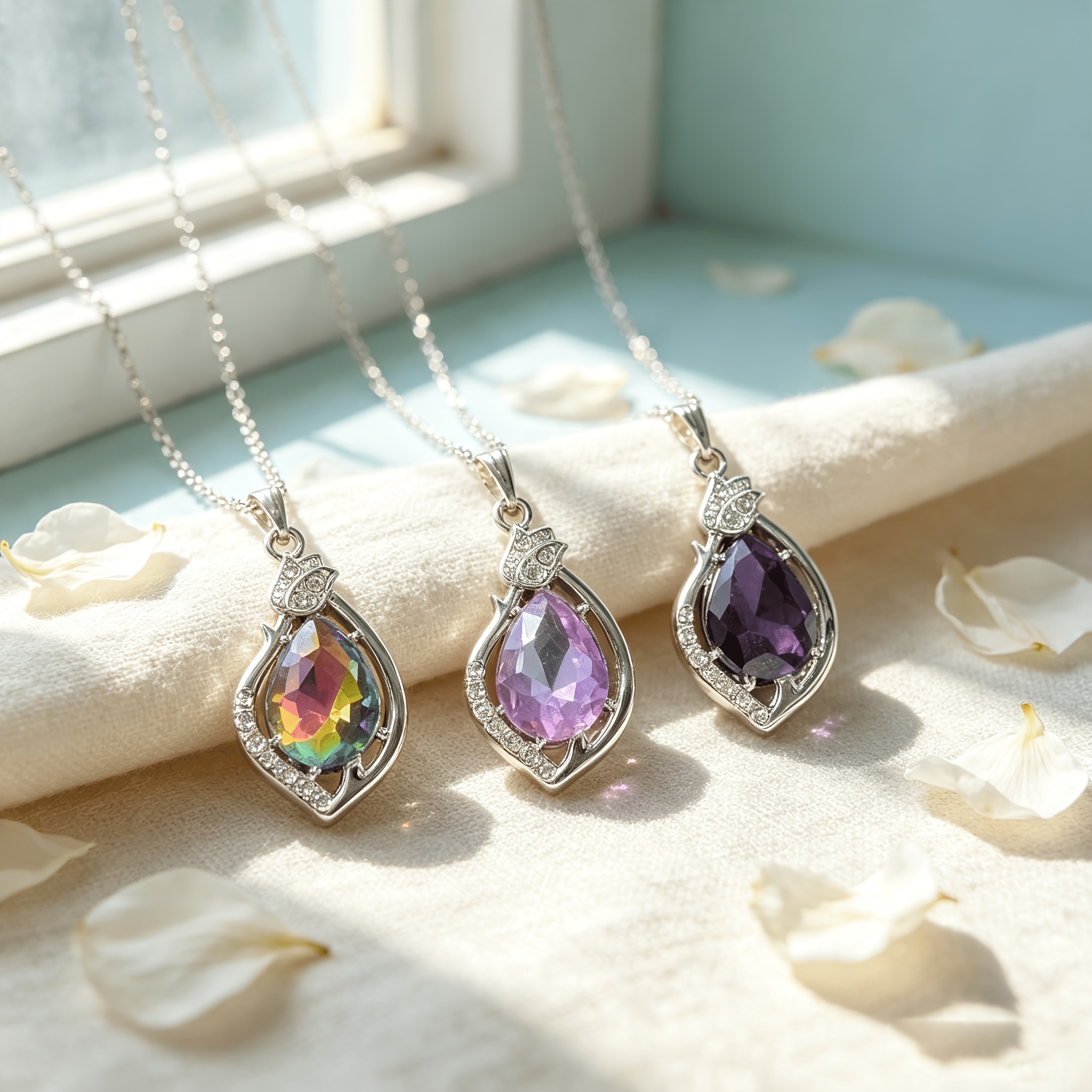 Women's Light Luxury Zirconia Set Choker Necklace with Waterdrop Gemstone
