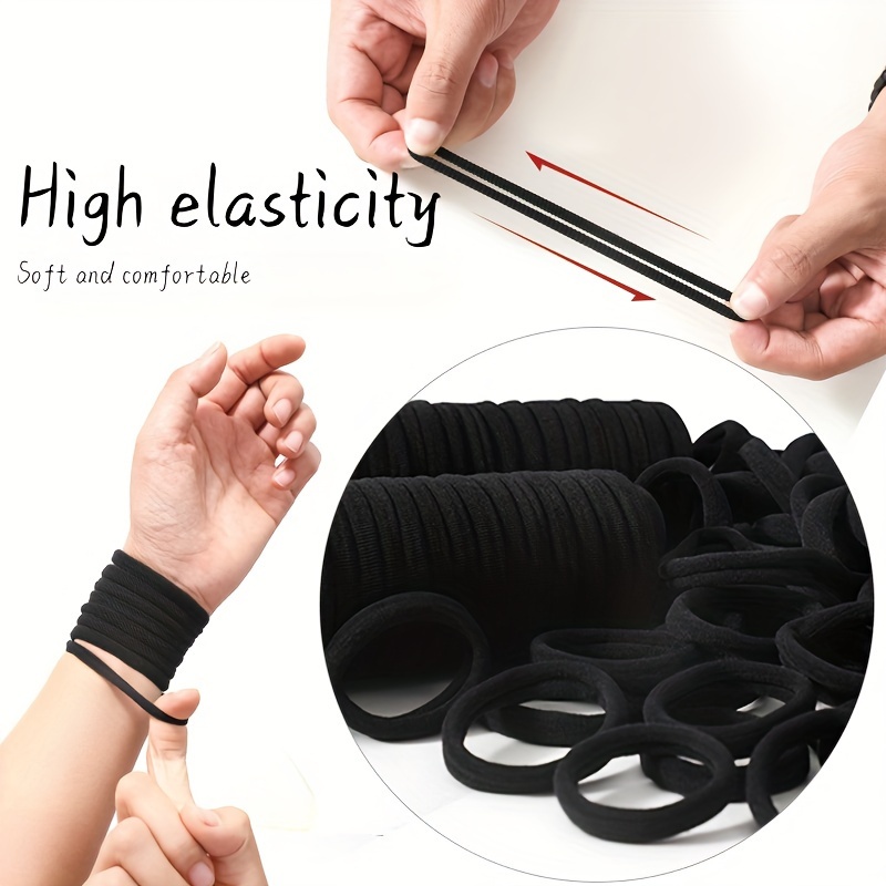 

Black Elastic Hair Ties Gentle, Durable & Stylish - Perfect For Versatile Hairstyles And Daily Use, Ideal Gift For Women & Girls