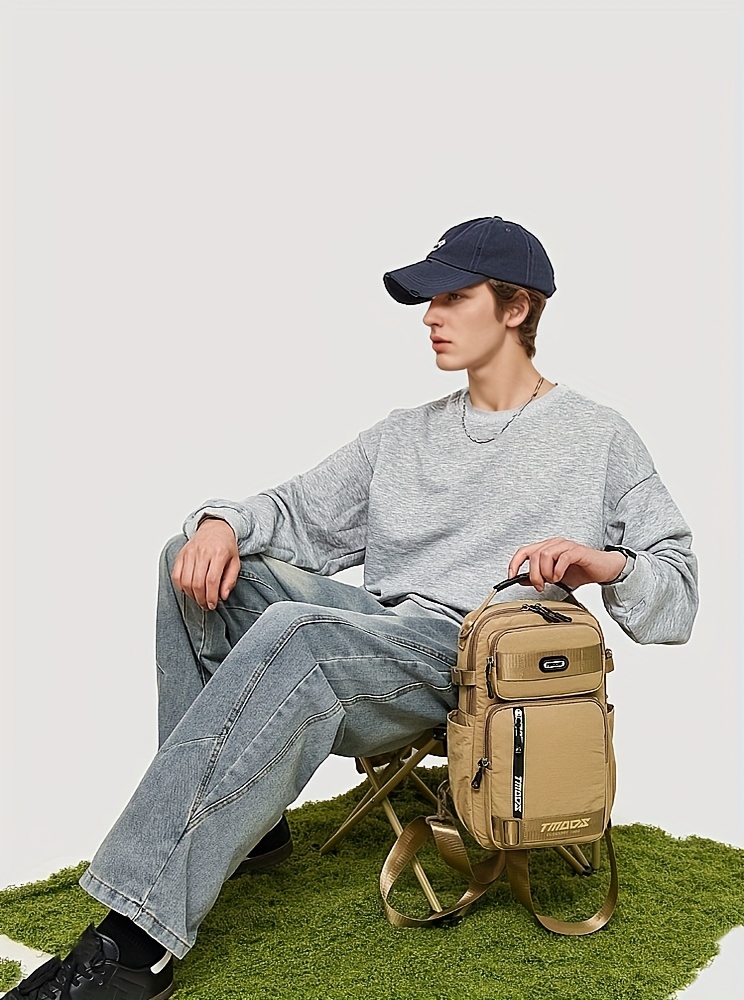 unisex chest backpack large capacity convertible crossbody handheld waist pack with multiple compartments padded shoulder straps waist clip for outdoor hiking gym travel durable casual outdoor bag 18 colors backpack for travel hiking essentials stylish outdoor gear secure zipper closure details 28