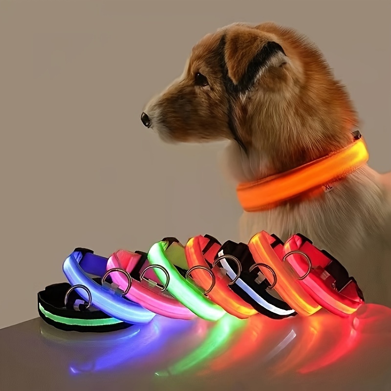 battery led nylon pet dog collar dog light fluorescent collar pet supplies twinkle and glow at night