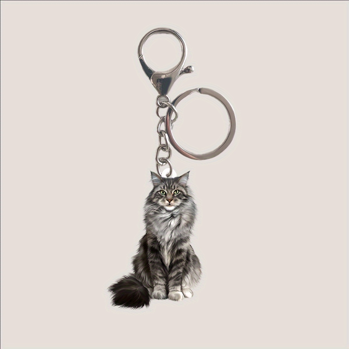 

1pc Cute Cat Keychain 2d Animal Acrylic Key Chain Ring Bag Backpack Charm Car Key Pendant Cat Mom Cat Dad Pet Lovers Gift