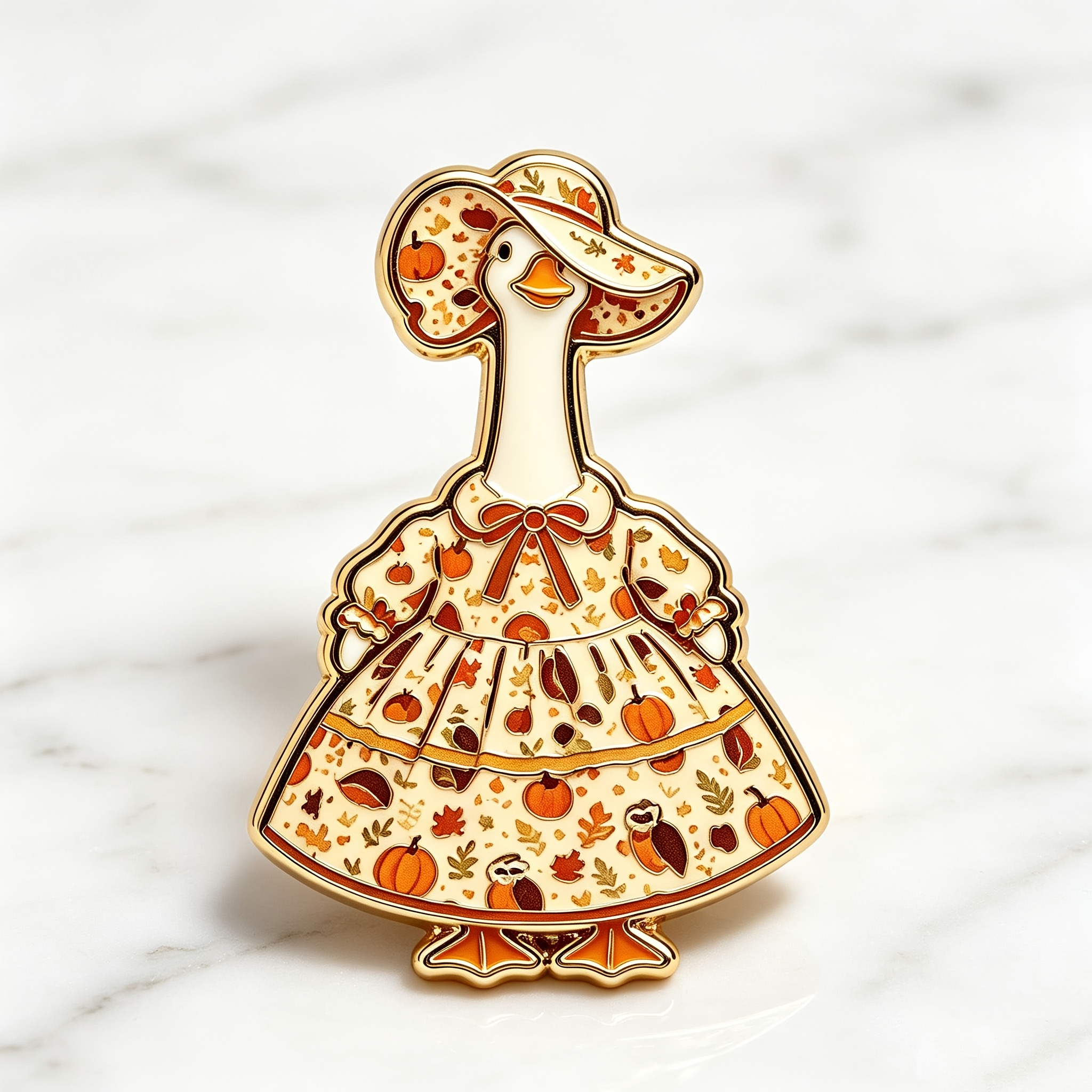 TEMU Halloween Cartoon Autumn Pumpkin Dress Large Goose Lacquered Badge Retro Style Large Badge Casual Wear Bag Clothing Decoration