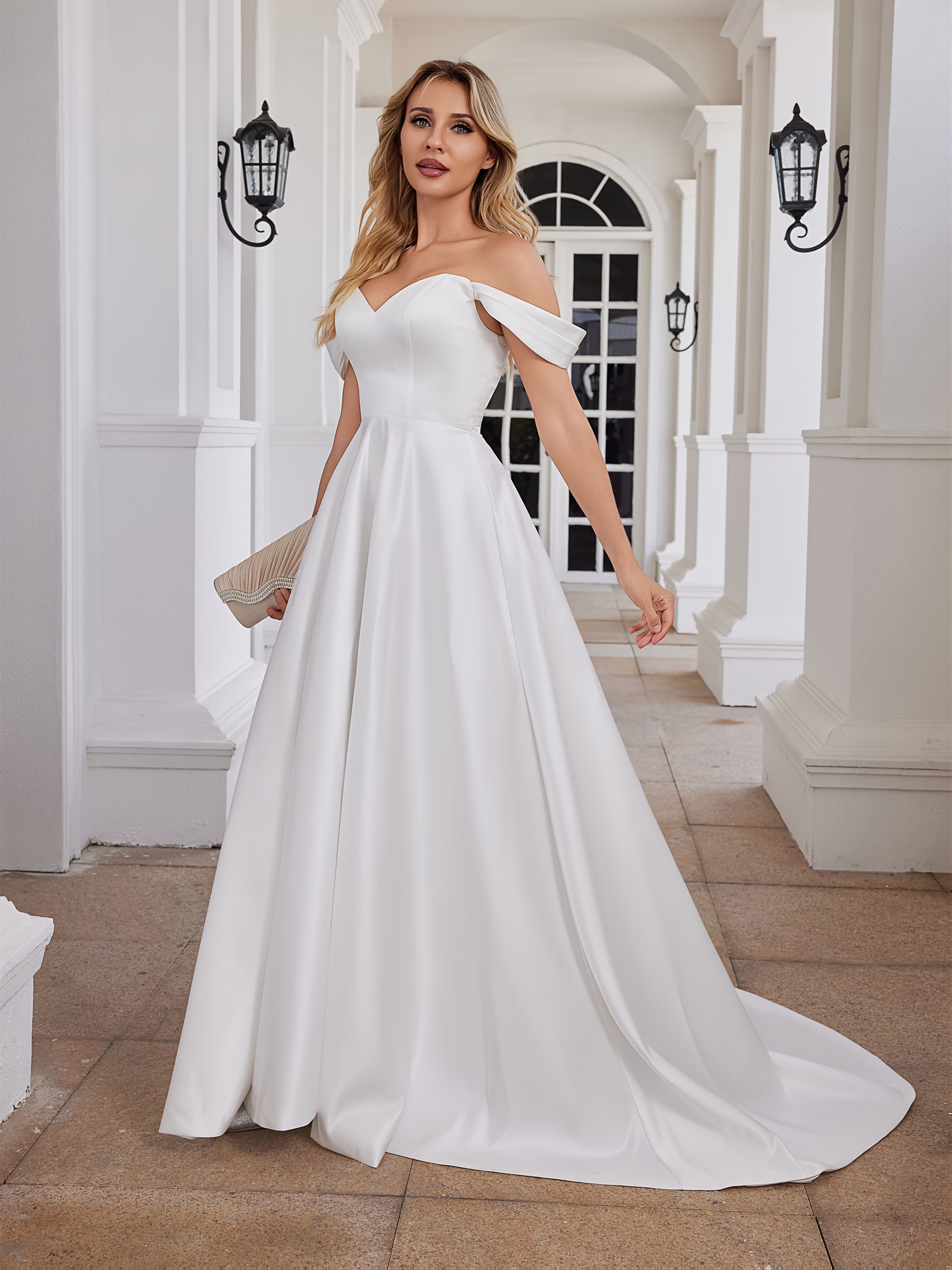 2025 bohemian sartoria matrimonio in raso scollatura a Temu