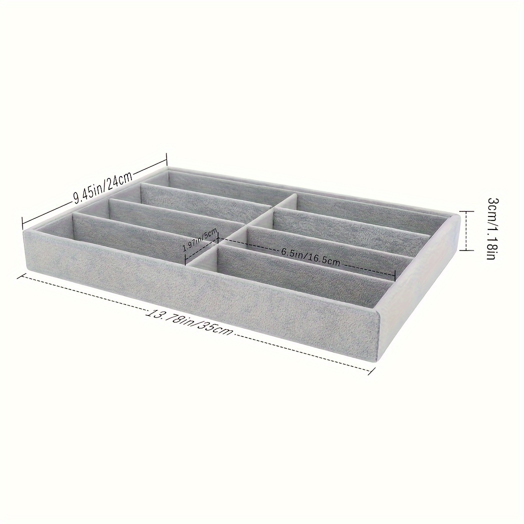 TEMU Luxurious Organizer Tray For Glasses, Jewelry & Watches - 8-compartment Stackable Storage Box With Soft Felt Material, Eyewear, Rings, And Accessories, Jewelry Box, Jewelry Trays