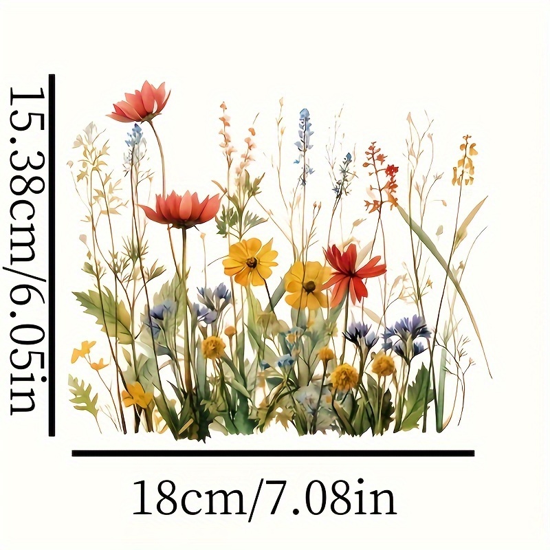 E-shop Lebendige Wildblumen-Vinyl-Transferaufkleber - Einfach anzubringen, Waschbares Design, Geeignet für DIY-T-Shirts, Jeans und Hoodies - Langlebig