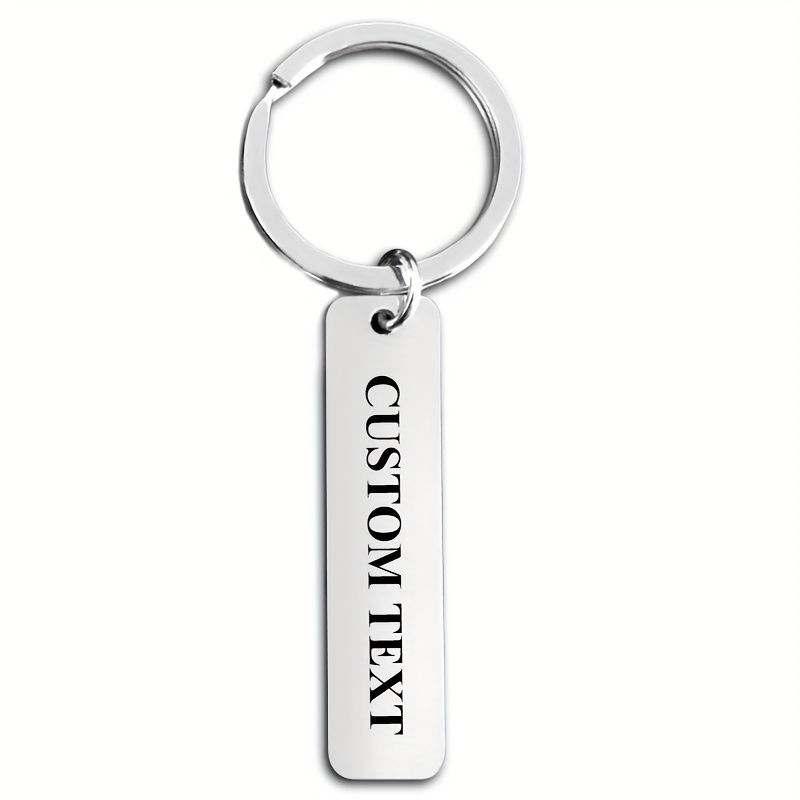 

Stainless Steel Keychain - , Non-braided, Customizable Rectangle Keyring For Personalization - High-quality Metal Key Holder For Men