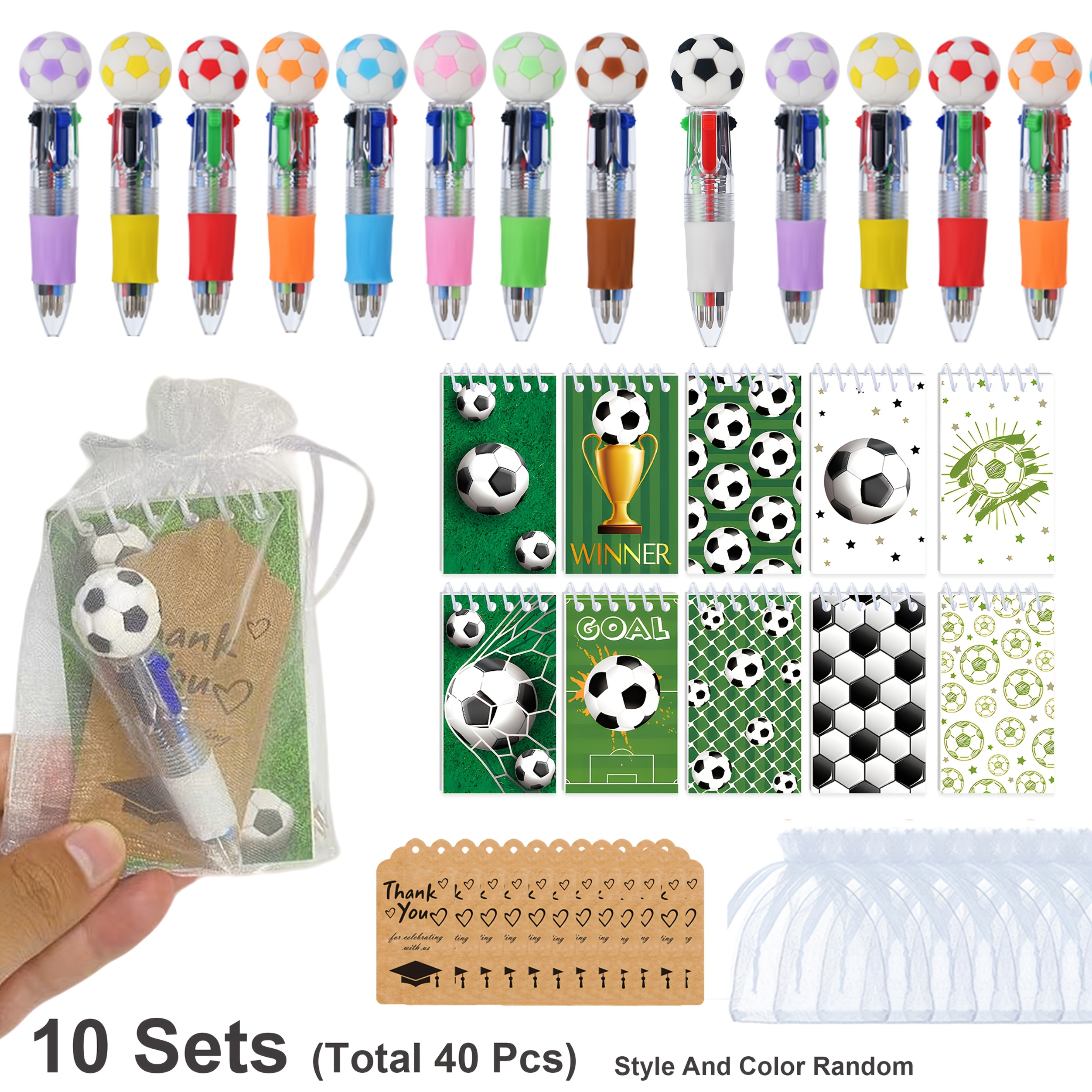 TEMU Soccer Event 2026 - 40pcs Soccer Match Multi-item Party Favor Packs, Party Bag Fillers Summer Gift For Her/him, Back To School Decor, School