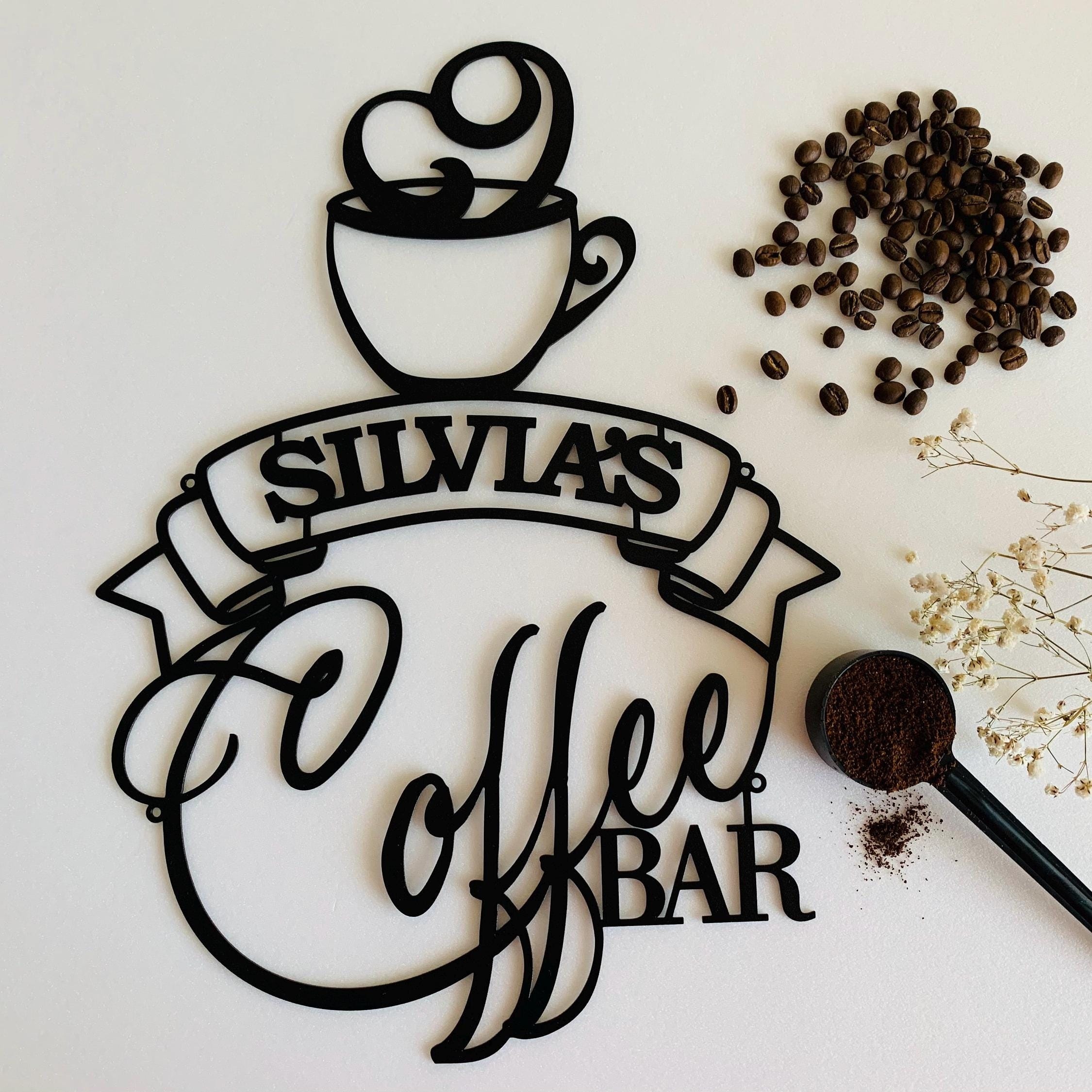 

Customized Metal Coffee Bar Sign, & Design, Indoor & Outdoor Decor, Kitchen & Holiday Gift, Metal Material