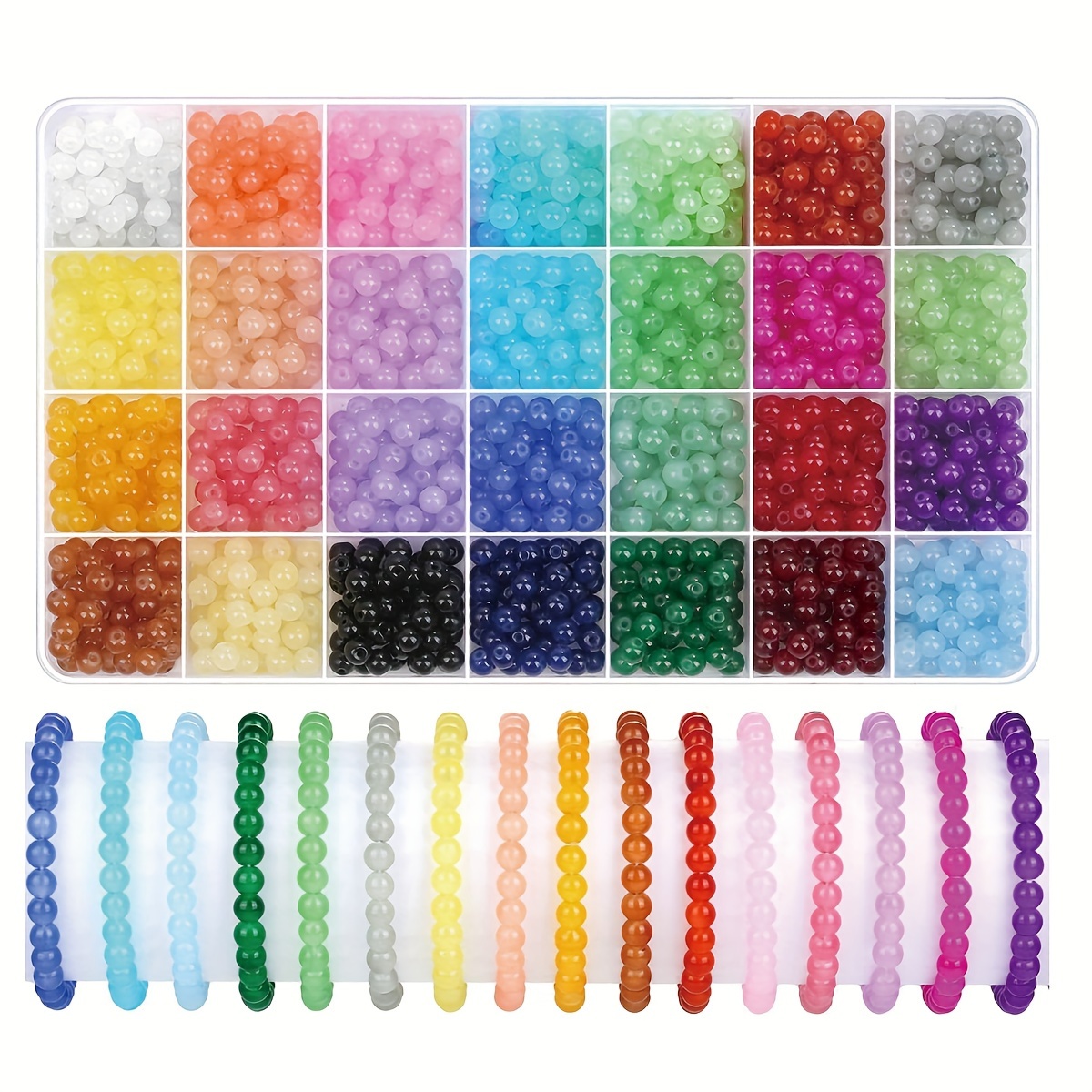 

1400pcs 6mm Rainbow Glass Jelly Beads Set, Elegant Diy Jewelry Making Kit, Crafts For Bracelets, Necklaces, Jewelry Accessories