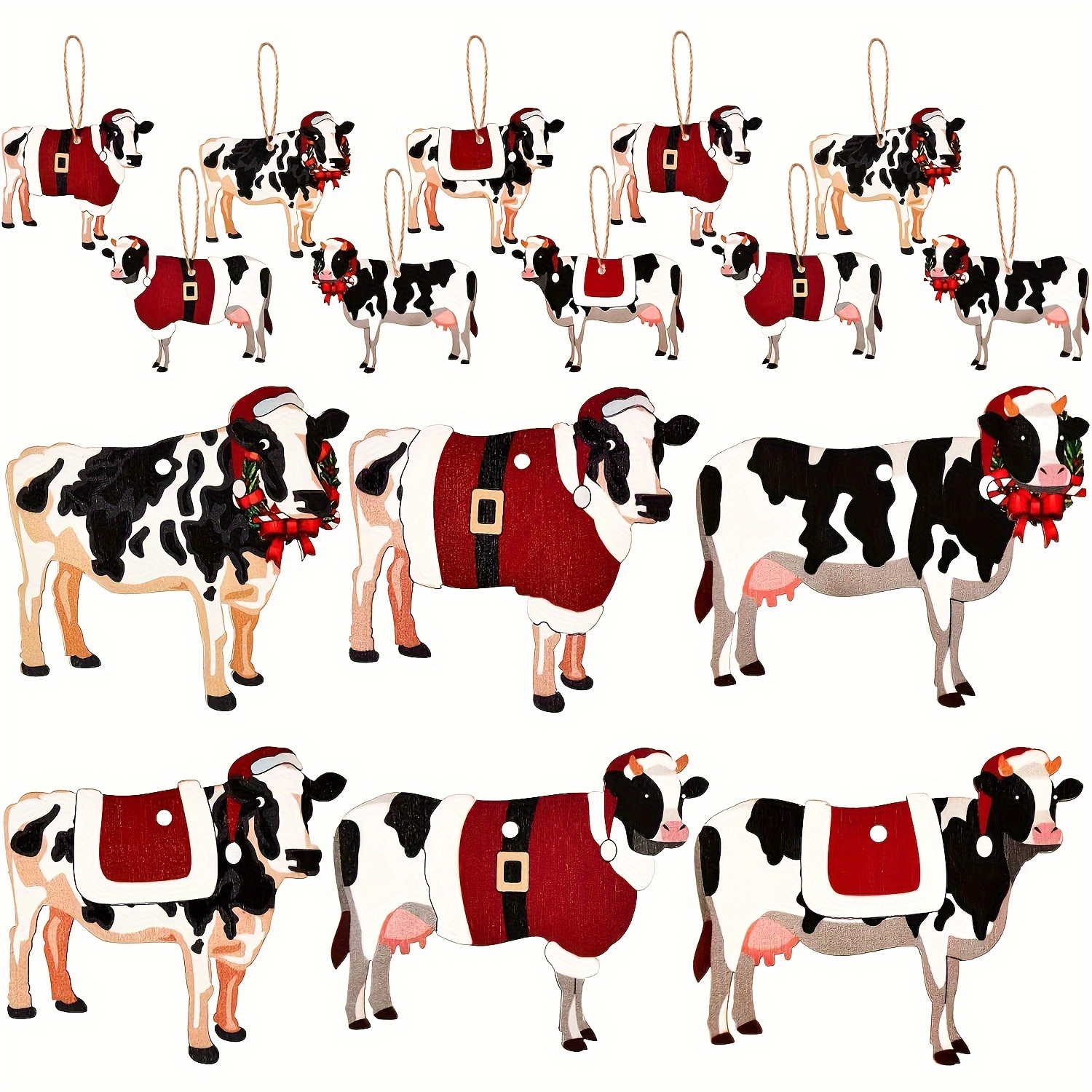 

24 Pcs Festive Cow Mouse Ornaments: Cute Christmas Tree Decorations For Farmhouse Style Homes (cow)