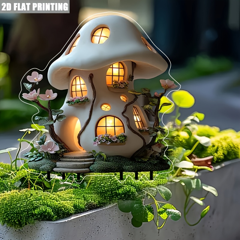 

1pc 2d Flat Fairy Insert Card - Acrylic Christmas Decoration For Outdoor Plants And Bonsai, Perfect Gift For