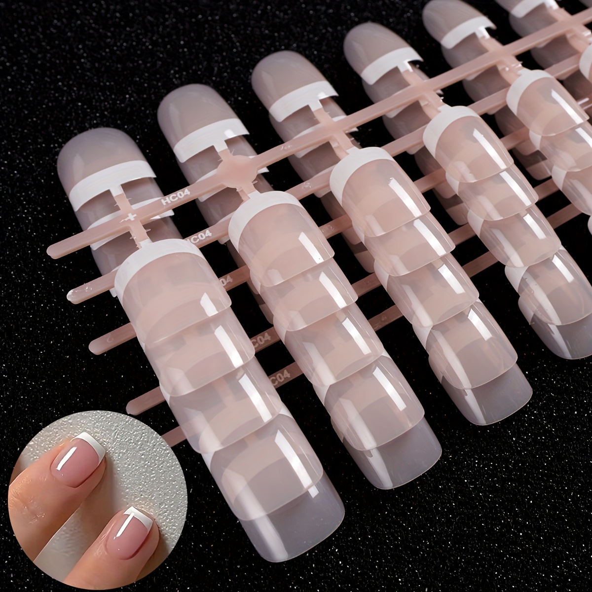 

120pcs French Manicure Press-on Nails, Nude & Pink Colorblock, Short Square Shaped False Nails, With Easy Application For Fake Nail Tips