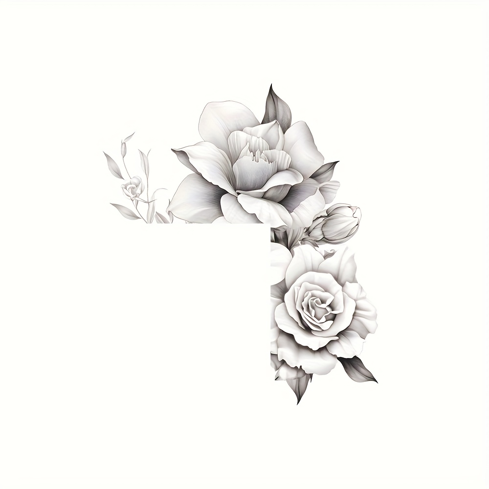 Self-Adhesive Removable Black & White Rose Switch Plate Cover Sticker