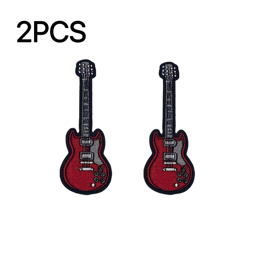 TEMU 2 pz Toppe Ricamate Termoadesive Chitarra Elettrica , Toppe Stile per Decorazione Fai da Te su Giacche/Zaini