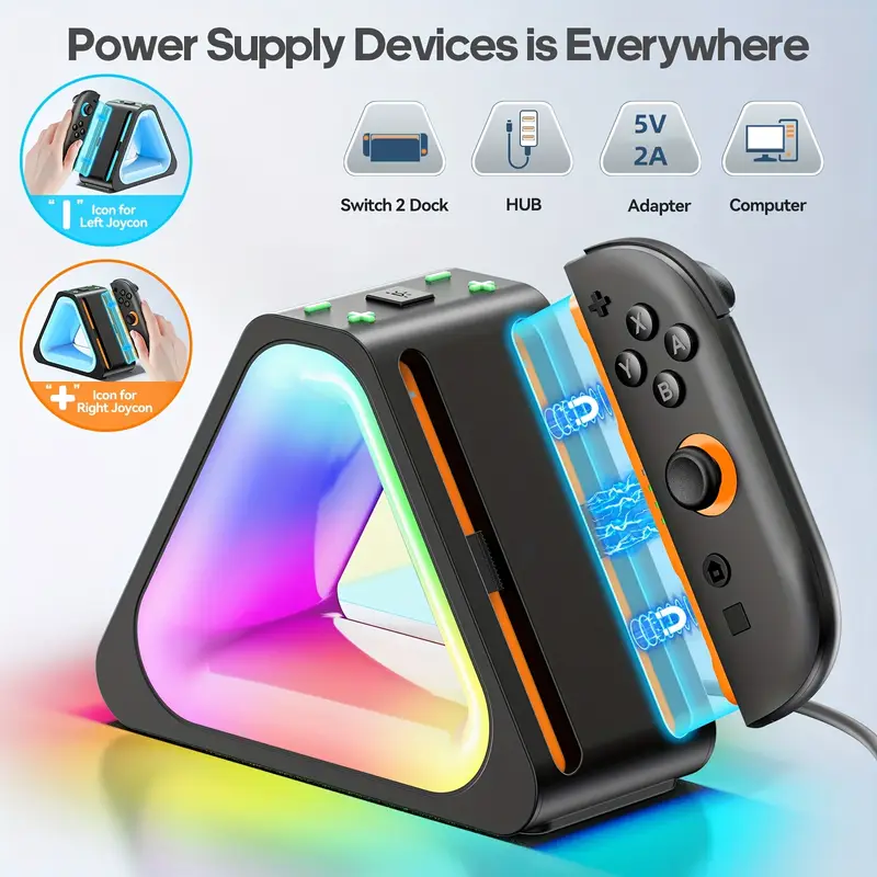 for game controller charger multi mode rgb light for ns controller jc charging base charging indicator light 4 controllers charged simultaneously with type c charging cable Product details 3