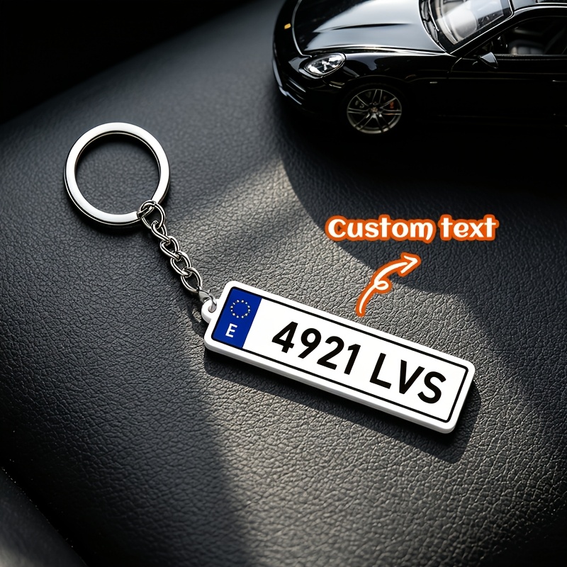TEMU [Personalizado] Llavero de matrícula de coche personalizado de estilo europeo, 1 pieza, colgante de identificación de vehículo personalizado,