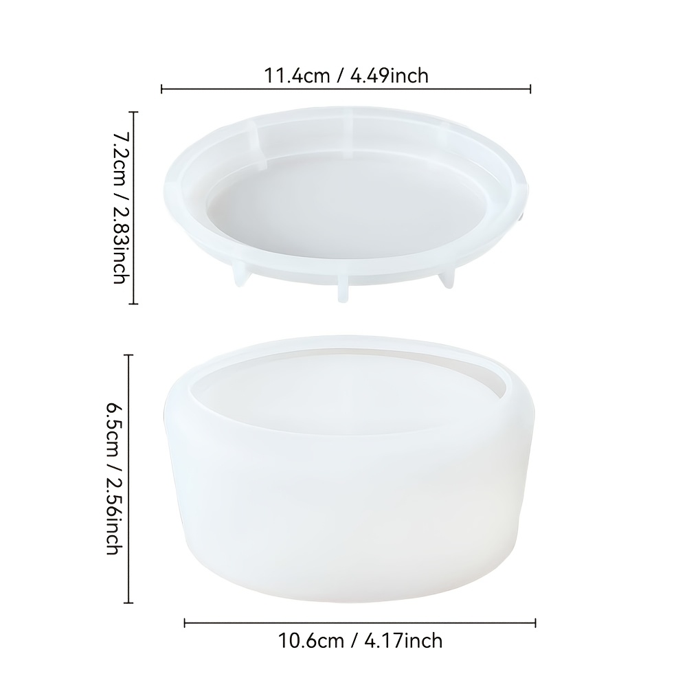 TEMU JDH SILICONE Boîte de Rangement Ovale Moule en Silicone pour Boîte à Bijoux en Résine / Plâtre avec Couvercle, Facile à Décoller, Moule de