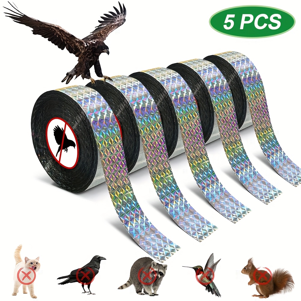 E-shop 5-Rollen Vogelscheuchband (50,00 Meter pro Rolle) | Reflektierende Band gegen Vögel | Doppelseitige reflektierende Bänder für Obstgärten und