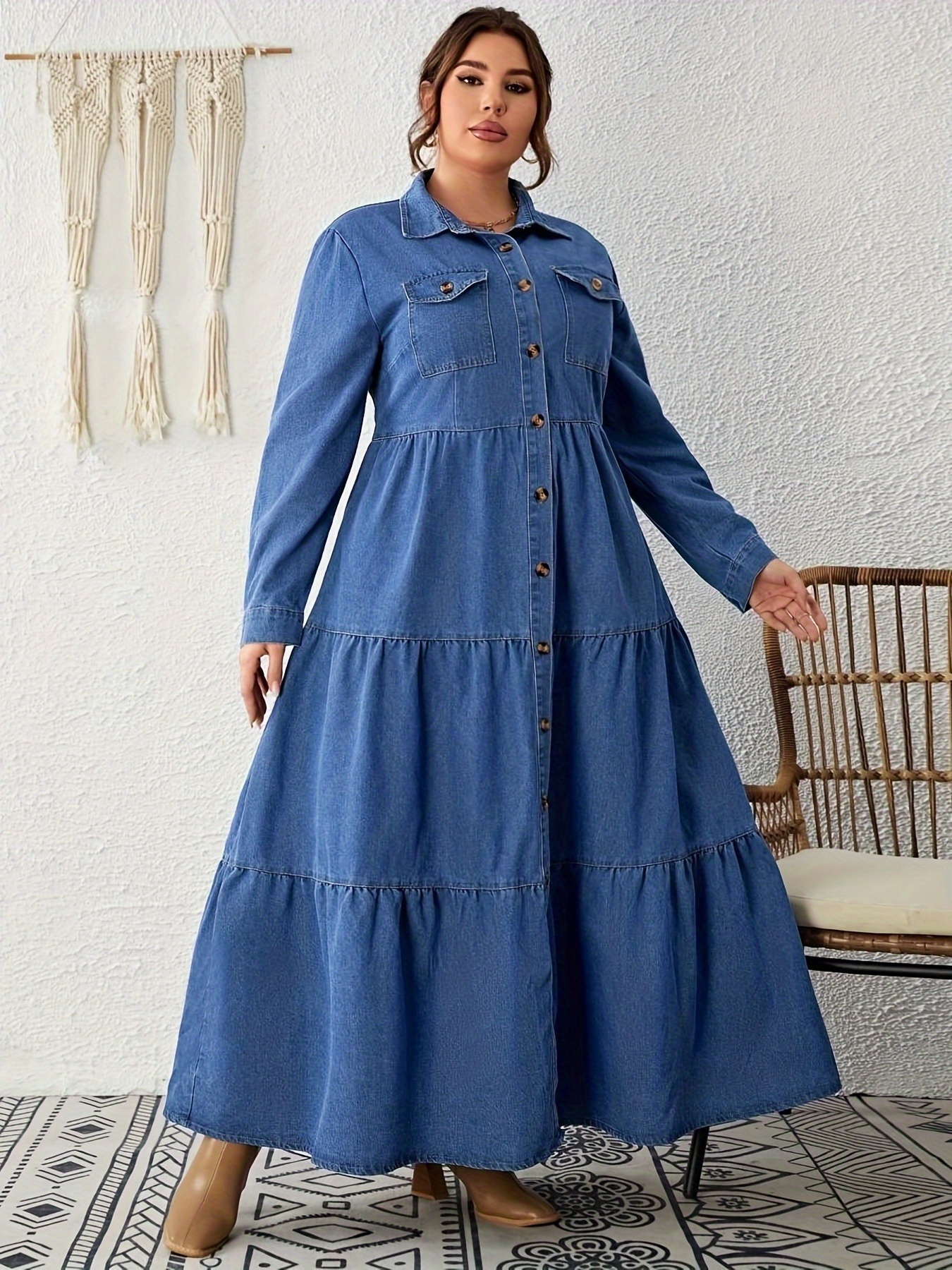 Denim Maxi Dress Long Sleeve Fitted Denim Dress Long Sleeve Petite Denim Maxi Dress Blue Denim