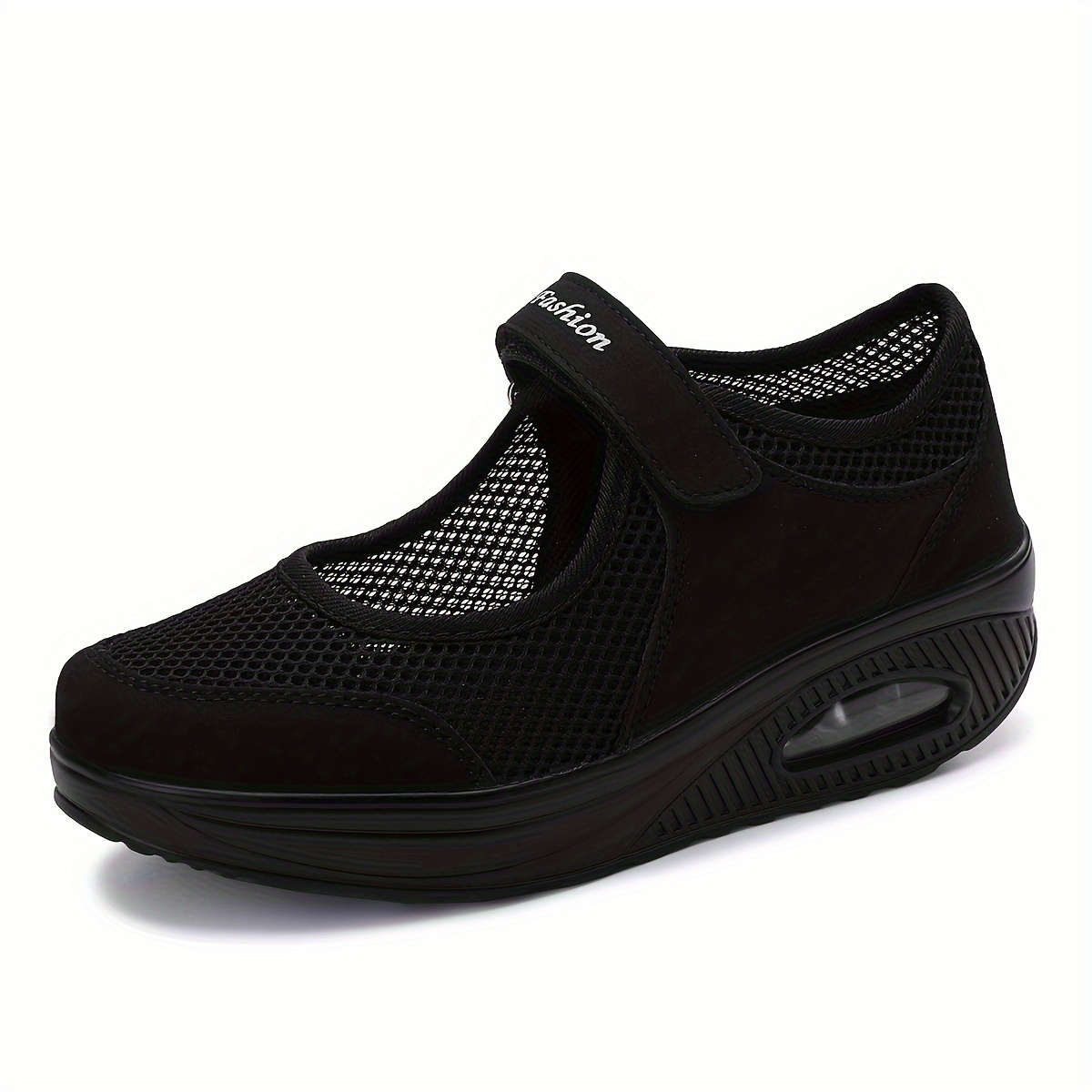 Backless Mesh Sneakers Air Cushion Slip on Walking Shoes Hook & Loop Fastener
