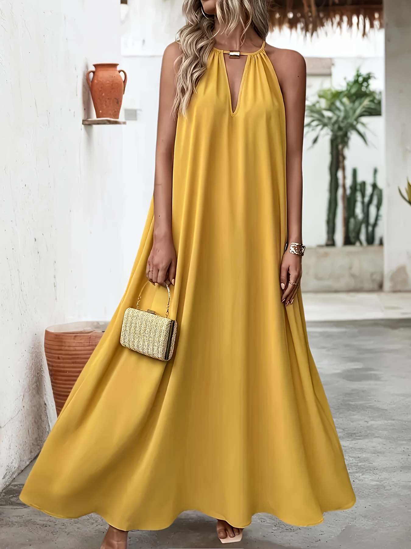 slim fit dress slacks Kira Sage Halter-Neck Cut-Out Split Maxi Dress With Flowers  Club L London