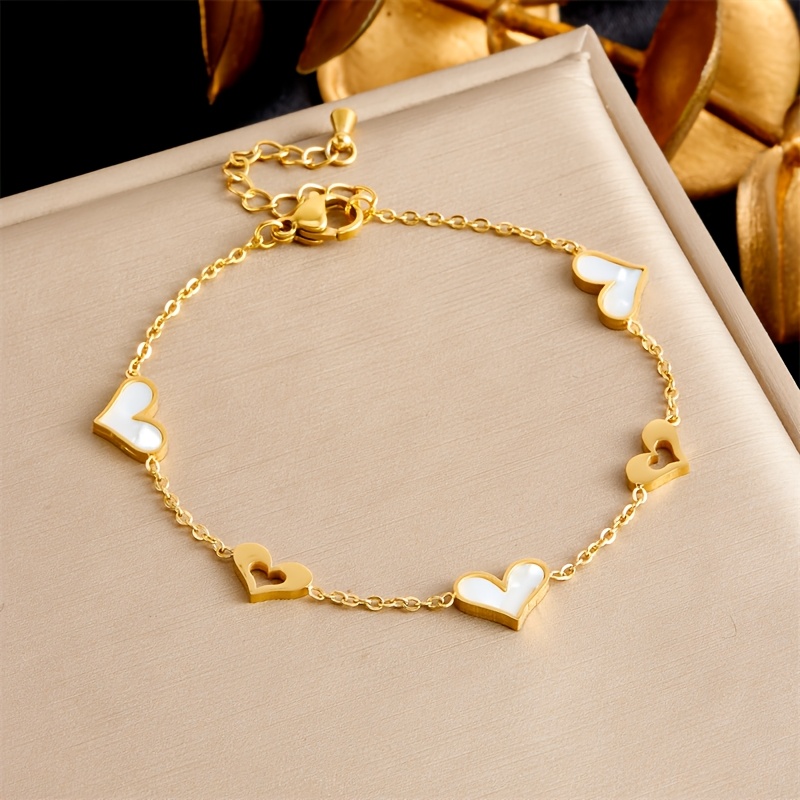 E-shop Französischer Stil Minimalistisch Elegante Temperament Täglich Anhänger Goldenes Edelstahl Armband