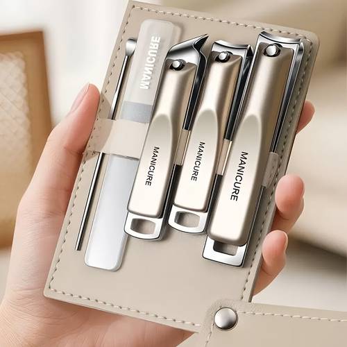 professional high carbon steel precision manicure pedicure nippers set nail clippers nail file and ear spoon with portable storage pouch care kit travel friendly case stylish design premium precision nail clipper set